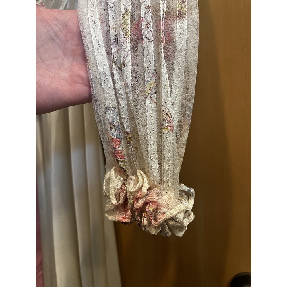 Vintage 70's Floral Ruffle Midi Dress Romantic Prairie Cottagecore - Picture 5 of 11